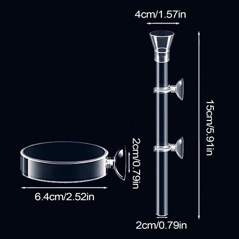 Automatic Fish Feeder Directional Acrylic Clear Suction Cup Dispenser For Vacation Feeding Turtle Shrimp Home Fish Tank
