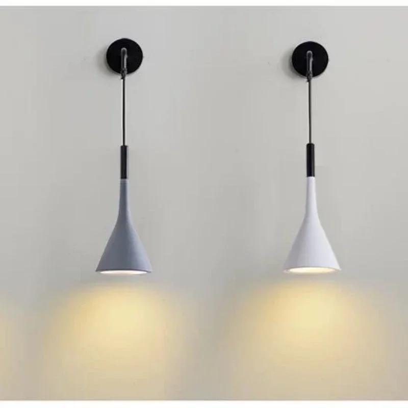 Modern Bedroom Bedside Wall Lights Gray White Black Aluminium Wall Sconces LED E27 Wall Lamp Indoor Living Room Illuminaire