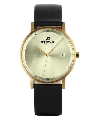 Profile Black Leather Strap Light Champagne Dial Quartz 50221GPN102 Men's Watch