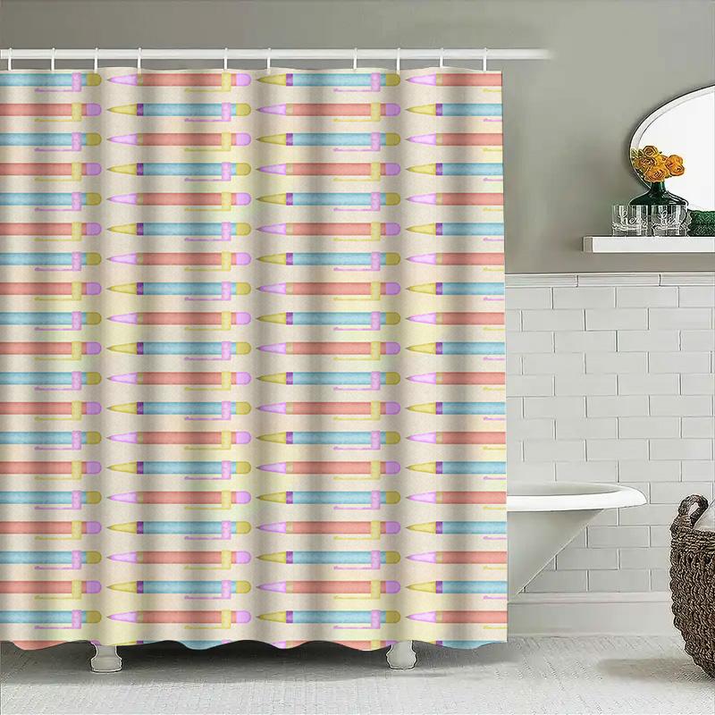 Bath Mat Decor: Creative Pattern Printing Shower Curtains For Bathroom, Waterproof Fabric In Pastel Colors 72 X 78 Inches (180X2