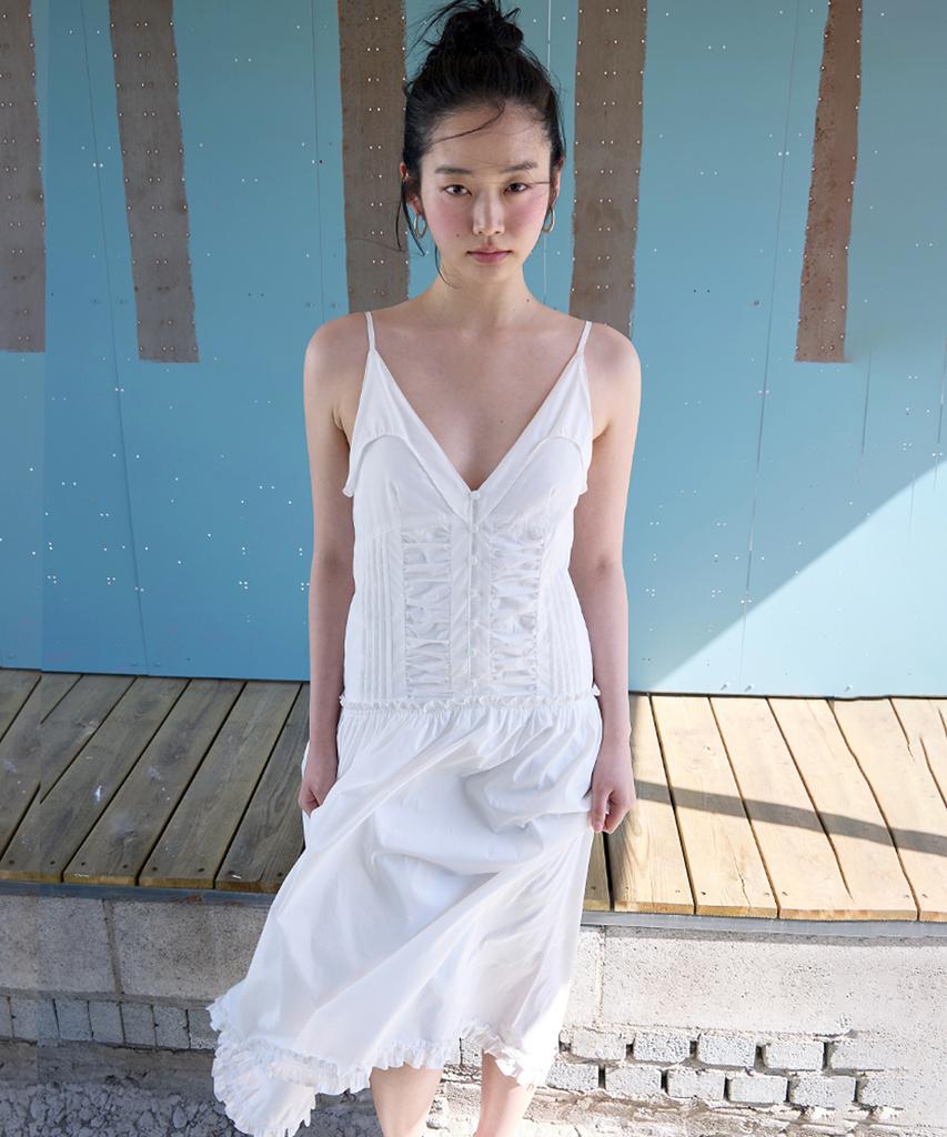 Michikoleondeonkosino Asymmetrical Frill Dress White