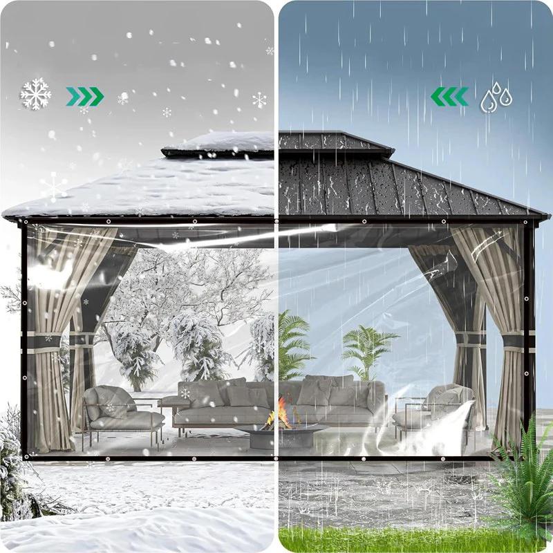 0.3&0.5mm PVC Clear Tarpaulin Thickened Rain Awning Cloth Pergolas Raincover Waterproof Canopy Sail Transparent Rainproof Screen