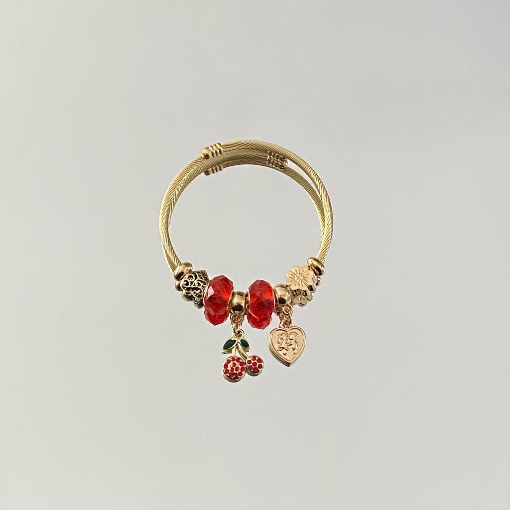 Fresh Strawberry Cherry Adjustable Bracelets With Rhinestone Accents For Women