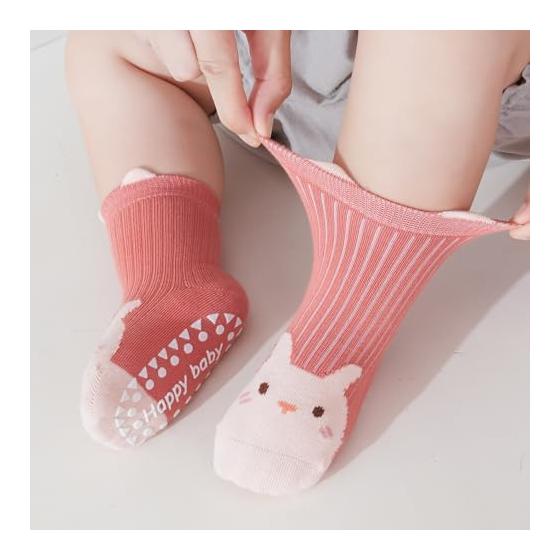 [HAYAHARU] Baby Socks, Anti-Slip, 5 Pairs, Cute Socks, Baby Socks, Girls, Boys, Sneaker Socks, For Going to Kindergarten, Going to School,