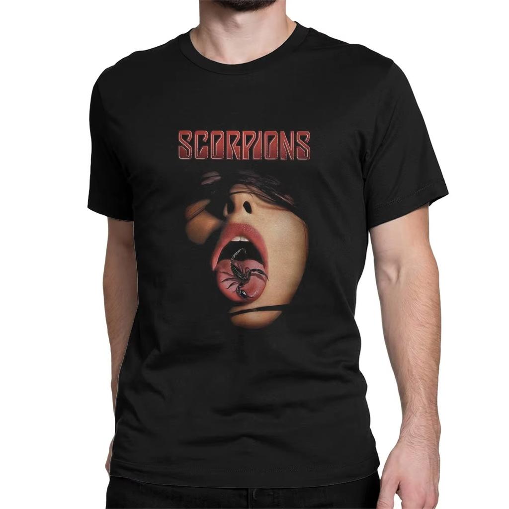 2025 Men's Women's T-Shirt Heavy Metal Scorpion Cotton T-Shirt Short Sleeve Hard Rock Band T-Shirt Crew Neck Clothes Graphics