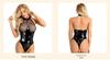 Evropský & Americký Styl Otevřený Rozkrok Síťovaný Lakovaný Kožený Body - Erotické Dámské Odhalující Hrudník Spodní Prádlo Taneční Oblečení