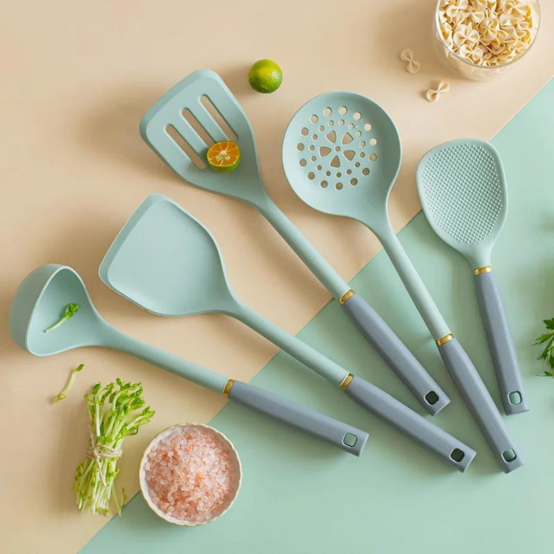 5Pcs Silicone Utensils Set White Non-Stick Cookware Spatula Shovel Rice Spoon Kitchenware Kitchen Accessories
