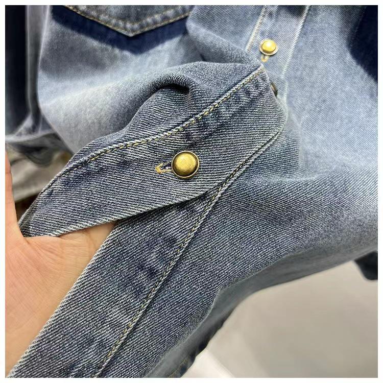 2024 Spring Women's Designer Denim Jacket: Hong Kong Korean Style, Casual Versatile Long Sleeve Layering Shirt