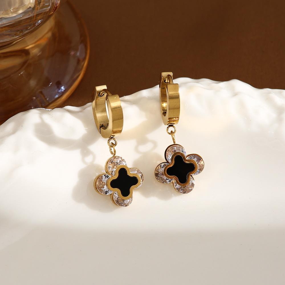 

Титанова сталь не втрачає колір Сережки Lucky Four-Leap Earrings Високоякісні розкішні сережки Сережки Сережки Пряжка Жіночі сережки
