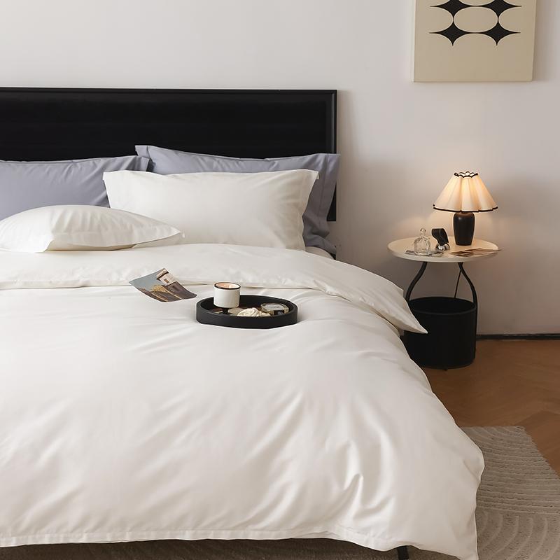 Solid Simple 100% Long-staple Cotton Bedding Set New Soft Skin-friendly Queen Duvet Cover Set with Sheet Quilt Cover Pillowcases