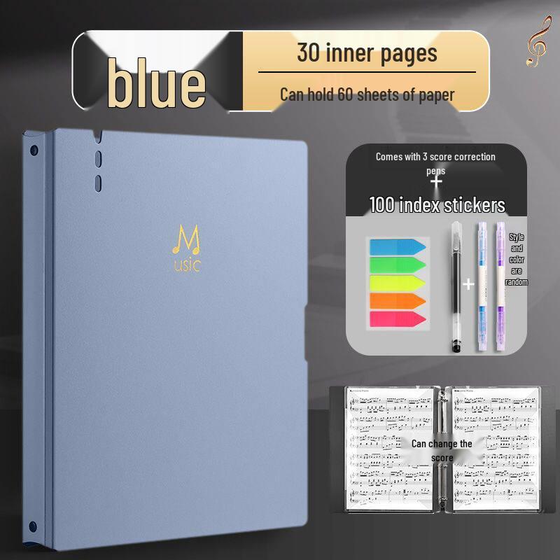 Black Non-Reflective Sheet Music Clip & Folder for Piano and Drum Stands with Transparent Insert Pages