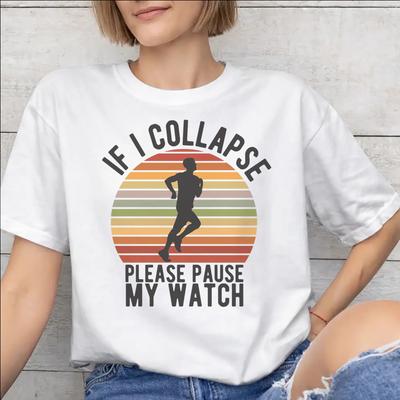 Tricou Imprimat Dacă Cad Puneți Ceasul Pe Pauză Pentru Unisex Tricouri din Bumbac Pur Îmbrăcăminte cu Mânecă Scurtă