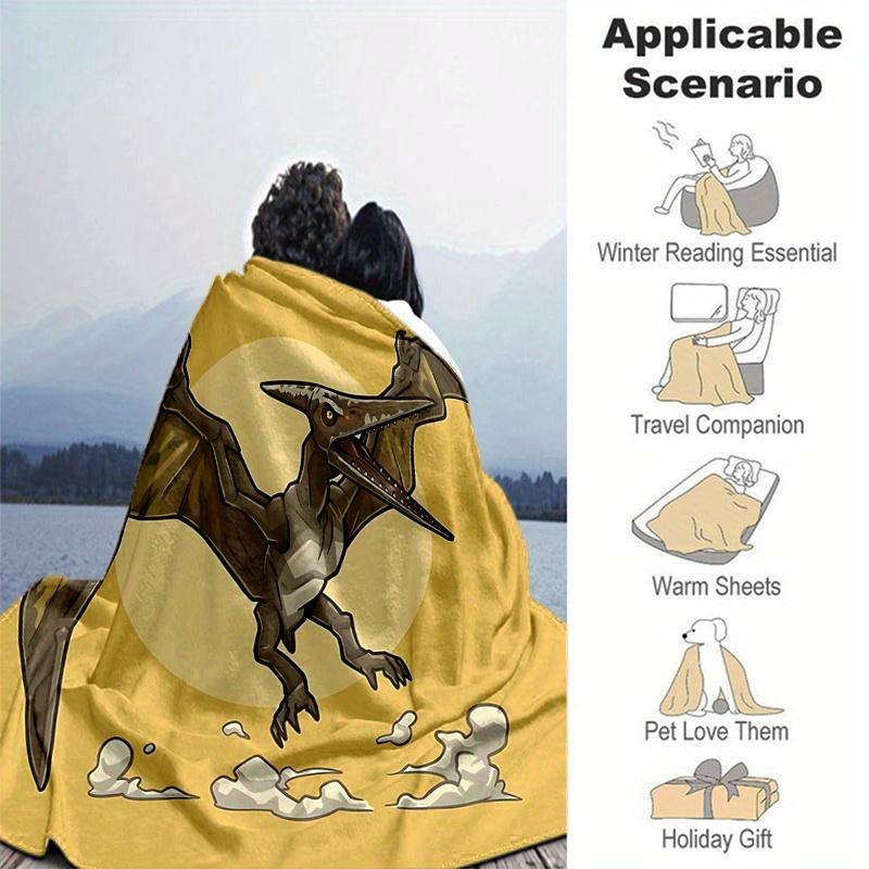 1pc Pterodactyl In Flight Home Decor Blanket, Living Room, Travel, Camping, Car Blankets, Beach