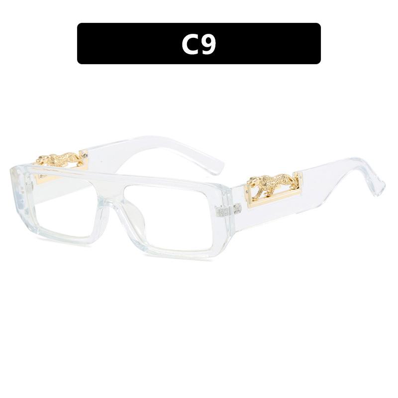 

Square Frame Conjoined Narrow Edge Leopard Printsunglasses New Ins Sunglasses Retro Hip Hop Tide Sunglassesstage Performance