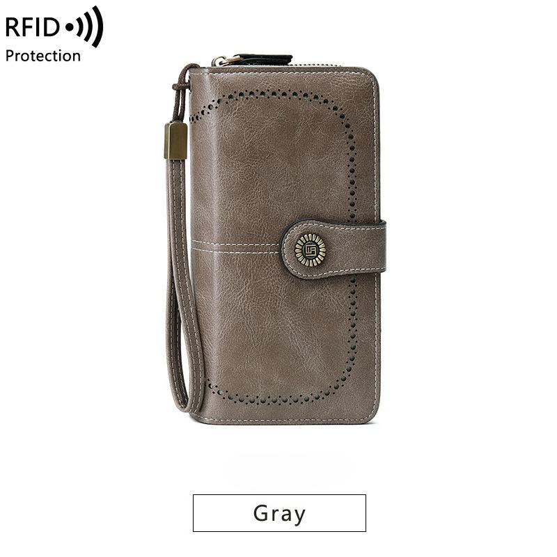 Portafoglio da donna di alta qualità Portafogli in pelle antifurto RFID per donna Porta carte da donna con cerniera lunga Pochette da donna grande