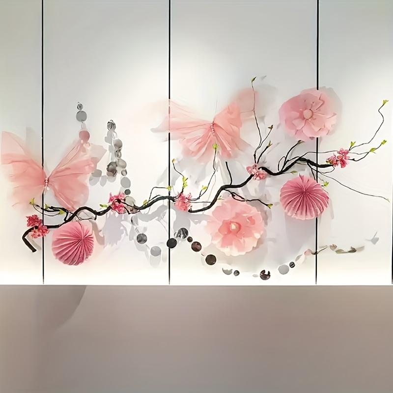 Romantische Glänzende Große 1 Stück Rosa Gaze Schmetterlingsdekoration - Verstellbare Flügel, Perfekte Blumendekoration, Schmetterlings-Partydekorationen