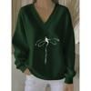 2025 3D Print V-neck Knit Pullover: Versatile Loose Fit Sweater for Autumn/Winter