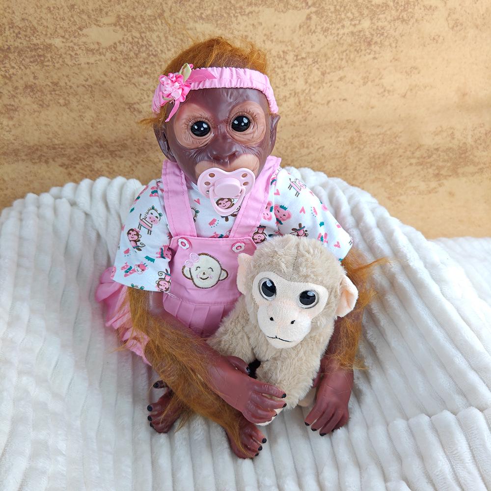 55cm Realistic Big-Eyed Monkey Plush Doll - Children s Cute Cartoon Companion & Birthday Gift Set: 55cm monkey + clothes + toy monkey