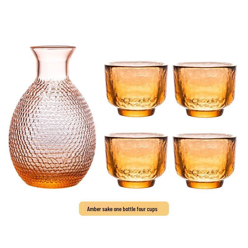 Japanese Hammered Glass Sake Pot Set