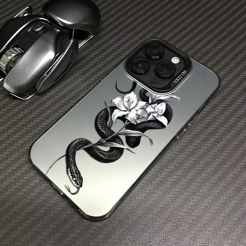 The New Black Snake Wrapping Flower Is Suitable for Iphone17 Mobile Phone Case Apple 15promax/14 Anti-drop 13pro16 Europe and America