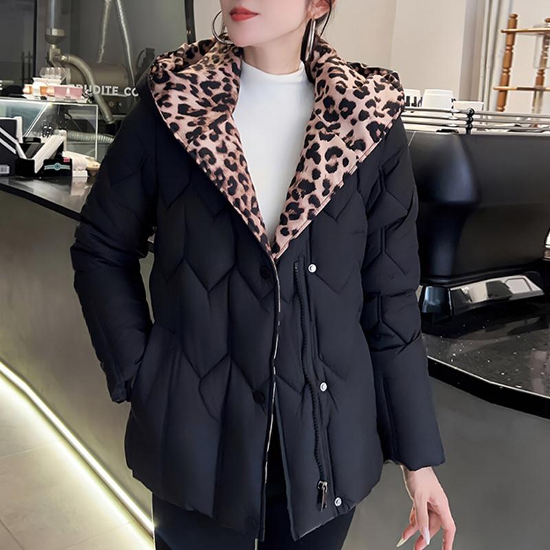 Plus Size L-5XL Fashion Winter Jackets Woman Short Parkas Hooded Loose Thick Warm Outerwears Casual Women's Coats With Belt