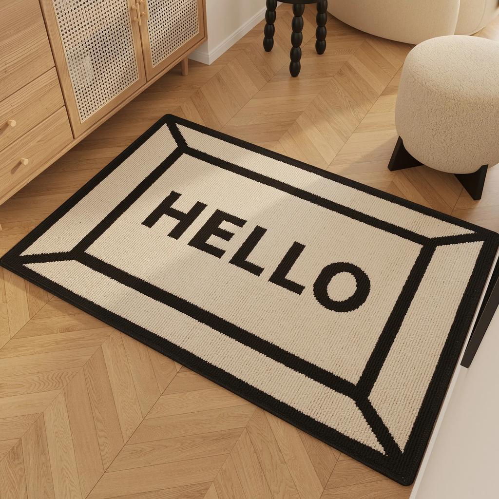 Entrance Carpet Anti-slip Waterproof Wear-resistant Floor Mat Retro Geometric Lines Rug Living Room Home Decoration Door Mats