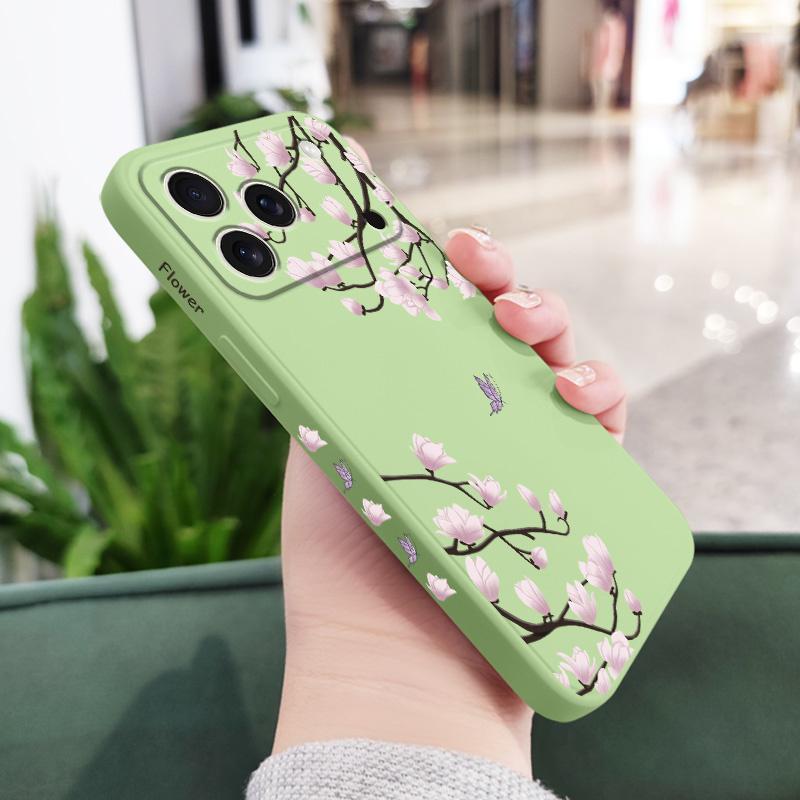 Flower Branch Dance Phone Case For iPhone 17 Air 16 16e 15 14 13 Pro Max Plus Mini Liquid Silicone Soft Cover