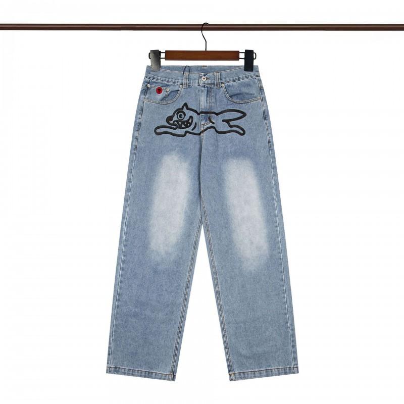 BBC ICECREAM Graphic Embroidered Denim Shorts Mens High Street Straight Leg Fashion Casual