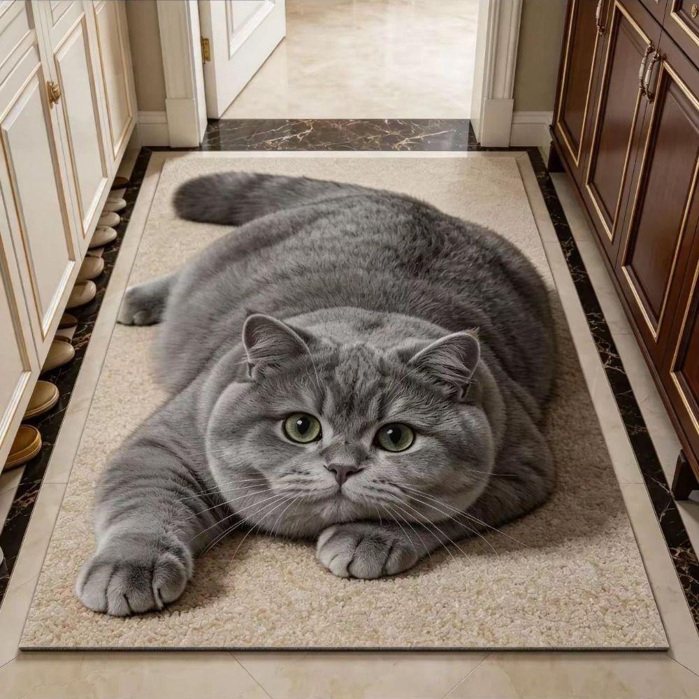Realistic Bathroom Carpet Diatomaceous Earth Bedroom Door Rug Cute 3D Cat Floor Mat Home Decor