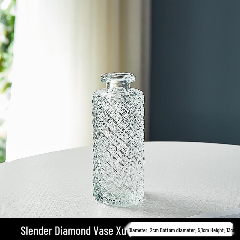 Europäische Relief-Glasvase für Wohnzimmer-Blumenarrangements - Transparentes Hydrokultur-Ornament