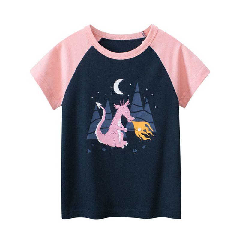Brand Foreign Trade Children's Clothing 2026 Summer New Style Baby Girl Clothes Children's Pure Cotton Printed Short-Sleeve T-Shirt Base Shirt