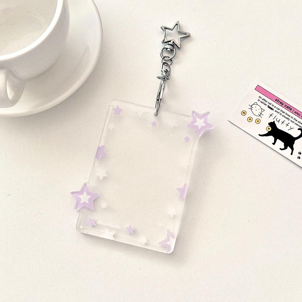 Portafoto Acrílico 3 Pulgadas Lindo Diseño de Estrella Funda Transparente para Tarjetas Kpop, Estuche Protector Impermeable para Tarjetas Coleccionables