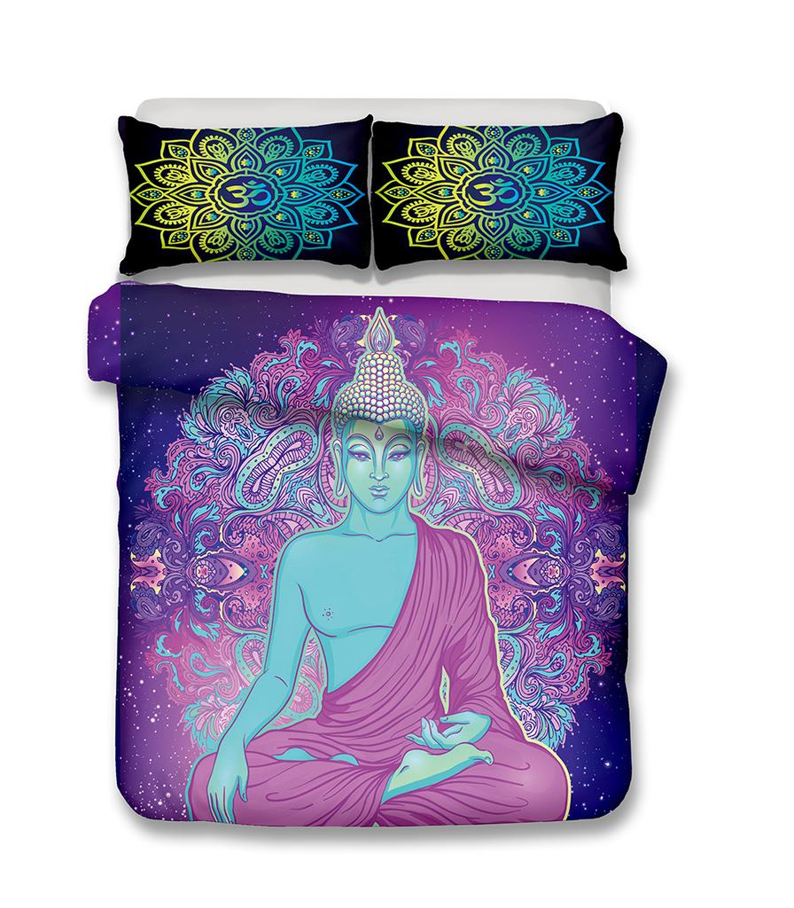 Buddha Duvet Cover Set Religion Mandala Style 3D Print Comforter Cover King Queen Size For Kids Teen Adult Polyester Bedding Set