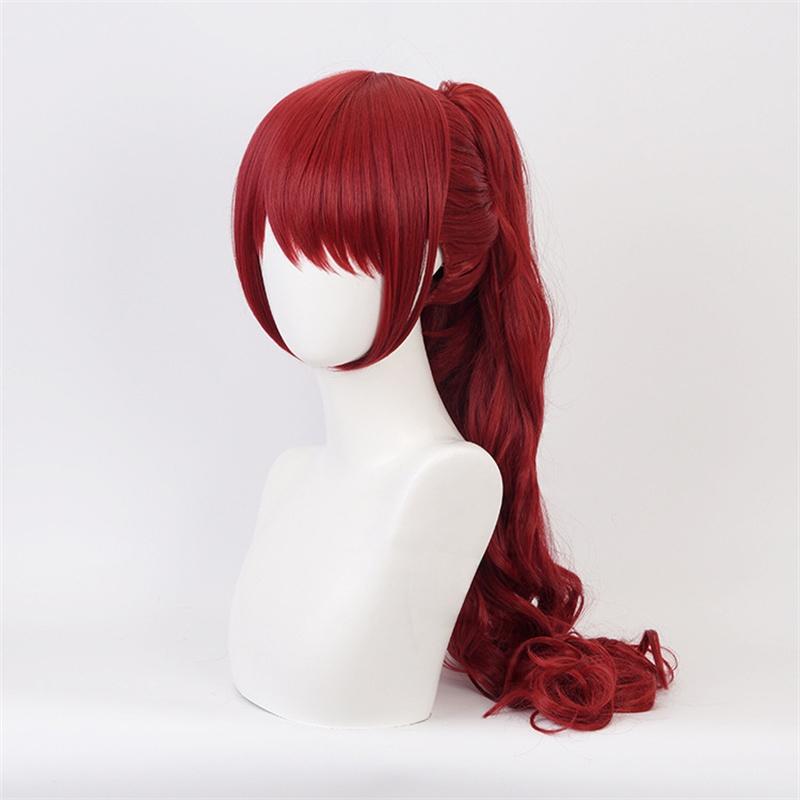 Costume for Women Synthetic Fiber Dark Red Wig - Cherry Red Ponytail Costume Cosplay Accessories