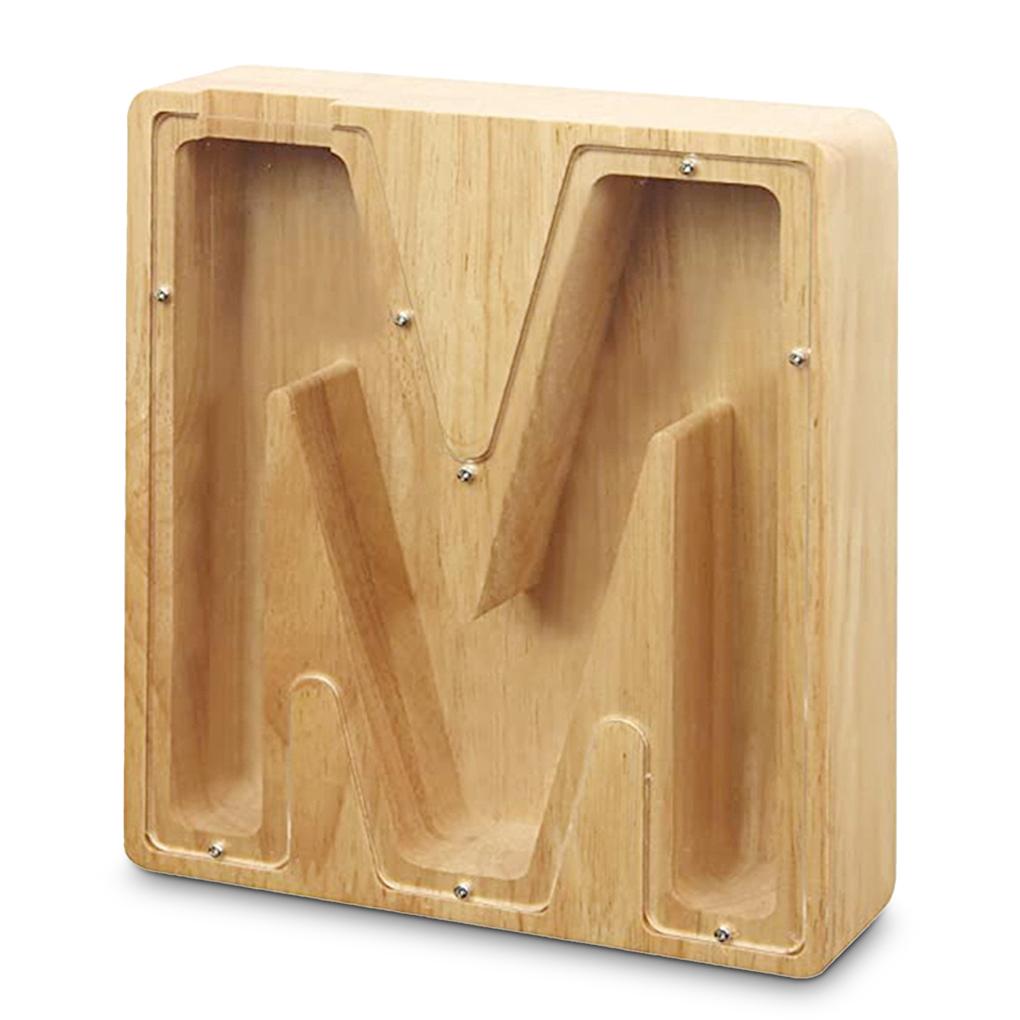 

Копилка Деревянная в форме буквы алфавита Банка для денег Копилка с прозрачным окошком Личный банк