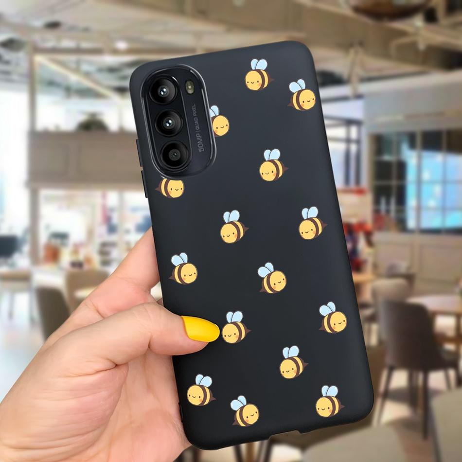 For Moto G52 Case G22 2022 Fashion Girl Flower Pattern Black Silicone Soft Phone Cover For Motorola Moto G52 G52 Cover G42 4G