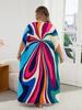 EDOLYNSA Colorful Women House Dress Loose Vacation Party Long Dress Kaftan Lounge Wear Flattering Bathrobe Boho Outfit Homewear Q1546