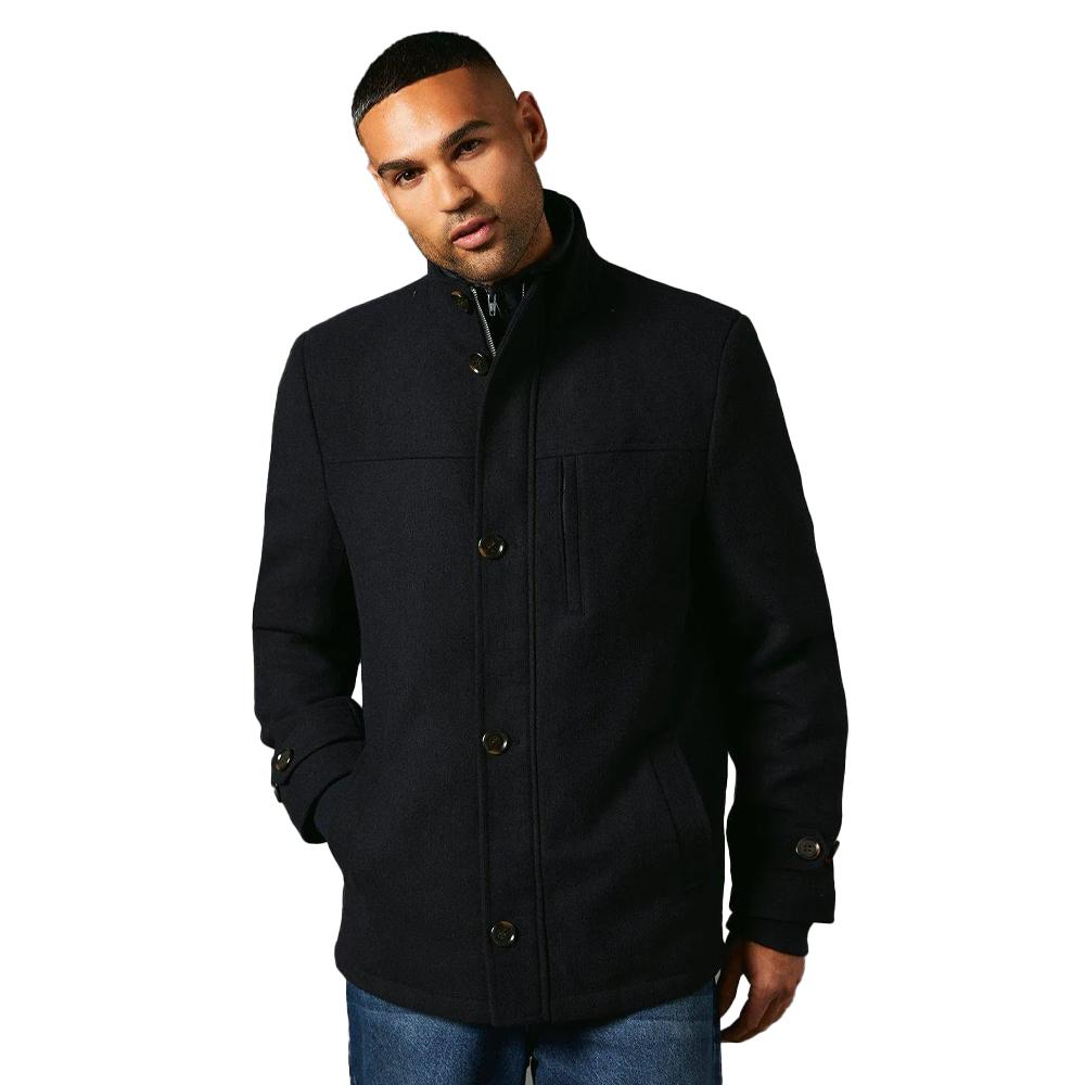 Maine Mens Wool Blend Funnel Neck Jacket