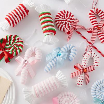 Christmas Red and White Plush Decorations Balls Walking Sticks Candy Christmas Tree Hangings Christmas INS Ornaments