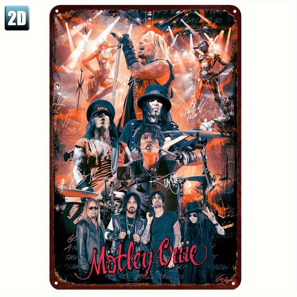Vintage Metal Tin Sign Retro Motorcycle Club Decor with Rock Bandlike Performers Heavy Imagery Rustic Iron Plaque