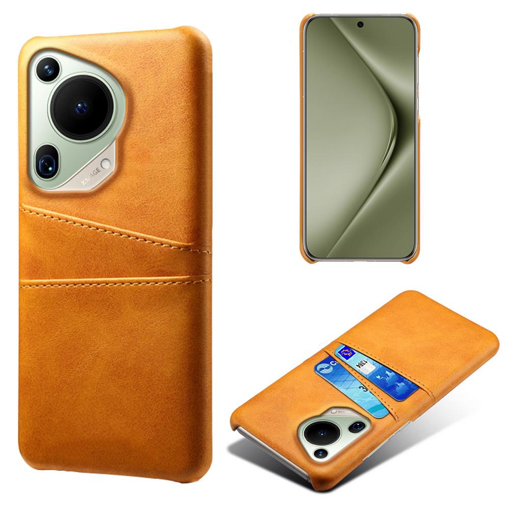 

For Huawei Pura 70 Ultra Case with Dual Card Slots PU Leather+Hard PC Shell Ultra Thin Orange