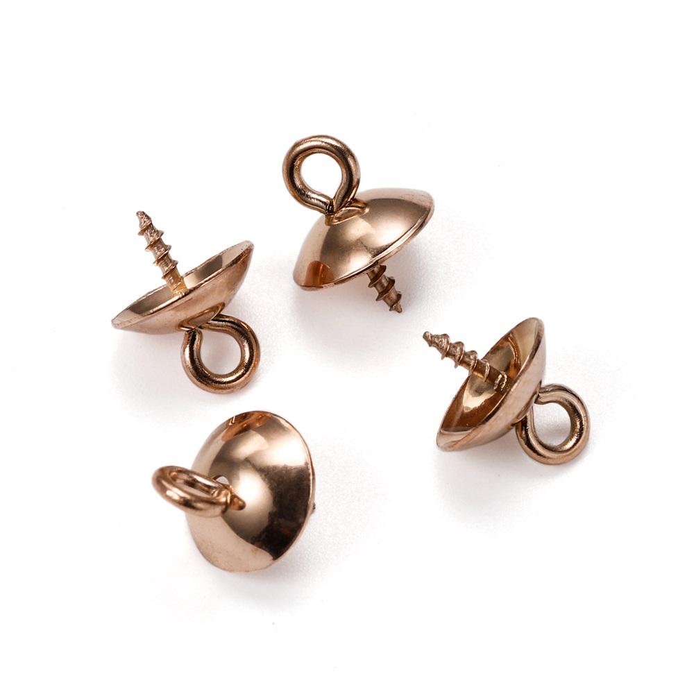 30 Stück Goldfarbene Edelstahl-Schraubösen-Pins Ösen Oberseitig gebohrte Perlen Endkappen Anhänger Charms Verbinder für DIY Schmuckherstellung