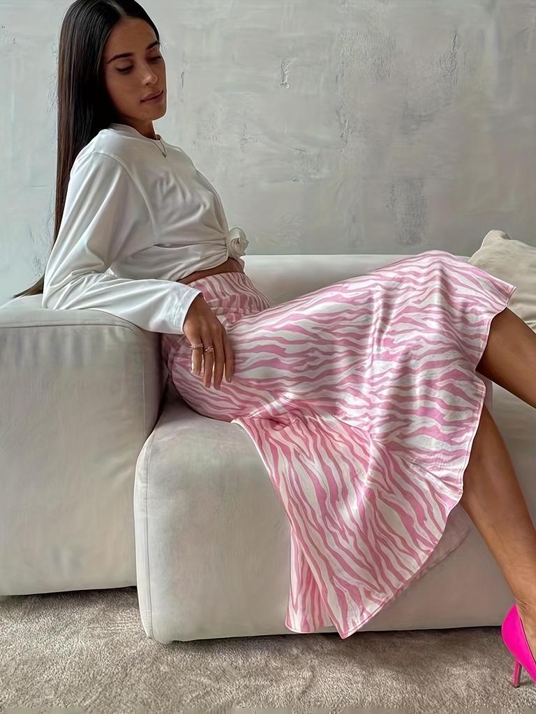 High-End French Print Women's Fishtail A-Line Midi Skirt - Summer Fashion