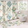 1/4 Stuks Waterdicht en schimmelbestendig Douchegordijn Luxe met Haak Douchegordijn met antislip mat U-vormige mat toiletdekselhoes