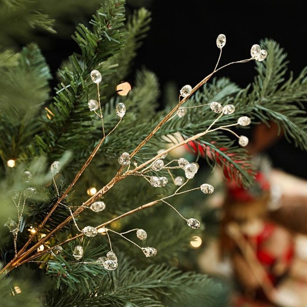 Transparente Perlen Kristall Knospenzweige Funkelnder Weihnachtsbaumschmuck Weihnachtsdekoration