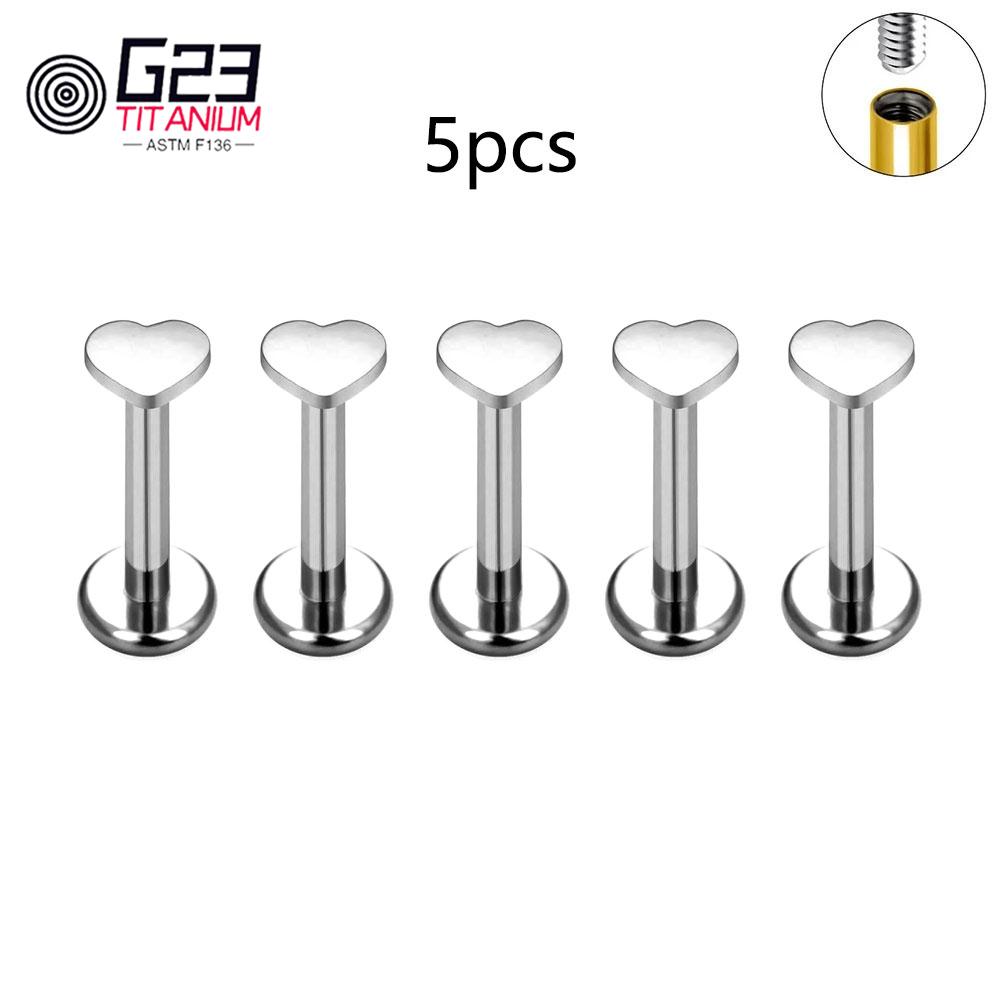 5Pcs/lot Lover Gift ASTM F136 Titanium 16G Cartilage Tragus Earrings Ear Lip Helix Studs Tongue Nail Body Piercing Jewelry