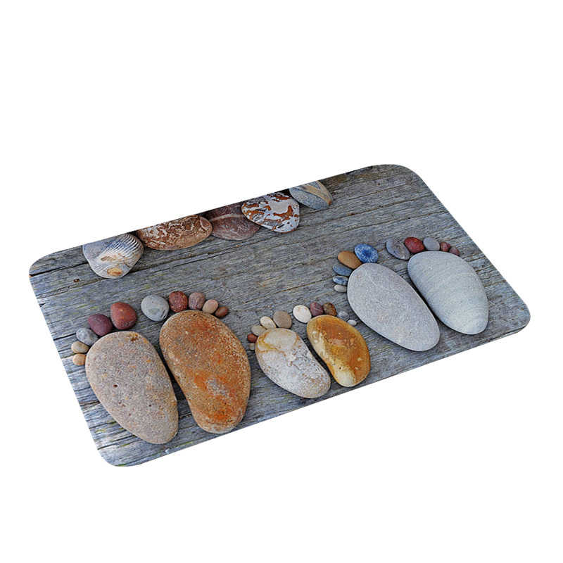 Colourful Bathroom Kitchen Carpet Hallway Doormat Anti-Slip Carpet Absorb Water Kitchen Bath Mat Pattern Cobblestone Floor Mat