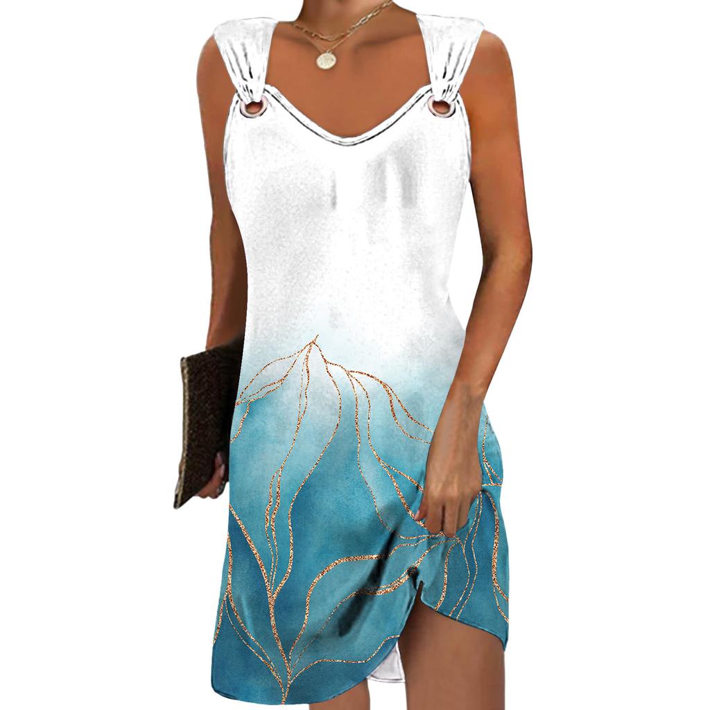 New spring and summer slim and thin medium and long suspender bottom vest steam eye buckle ethnic style dress