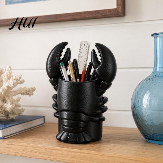 Novelty Pen Holder Lobster Holder, Halloween Funny Sea Animal Pencil Stand, Creative Unique Desk Organizer for Brushes Makeup Tools, Office Home Decor