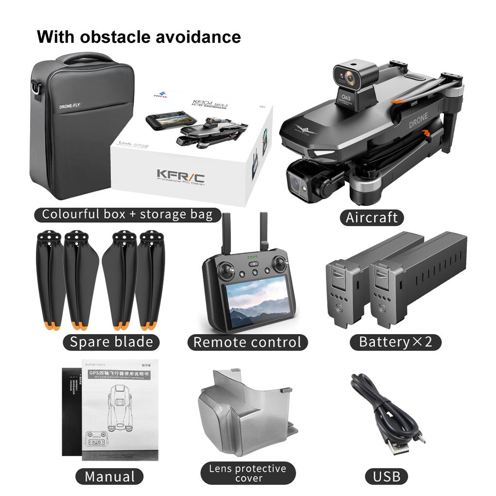KF104 / KF104MAX2 Professional Drone WIFI 360 Obstacle Avoidance Touch Screen FPV Brushless With 4K Camera 3-Axis Gimbal RC Dron